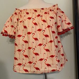 JADE Flamingo Off Shoulder Top